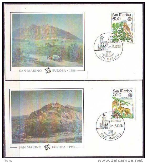 SAN MARINO - BIRD - EAGLE - DEER -  EUROPE STAMPS - FDC - 1986 - Covers & Documents