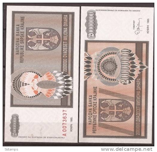 602  CROAZIA 1993 REPUBLIKA SRPSKA KRAJINA BANCONOTA  KNIN LUX-UNC - Croatie