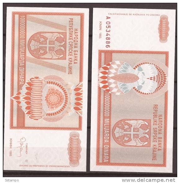 602  CROAZIA 1993 REPUBLIKA SRPSKA KRAJINA BANCONOTA  KNIN LUX-UNC - Kroatien