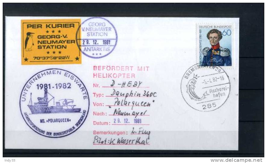 - ALLEMAGNE RFA . LETTRE EXPEDITION ANTARCTIQUE 1981/82 . MS. POLARQUEEN - Bases Antarctiques