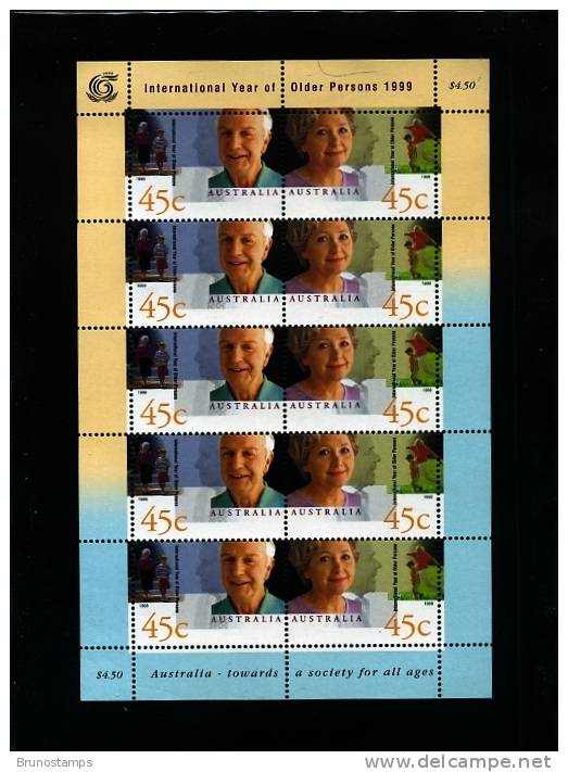 AUSTRALIA - 1999  YEAR OF OLDER PERSONS  SHEETLET  MINT NH - Feuilles, Planches  Et Multiples