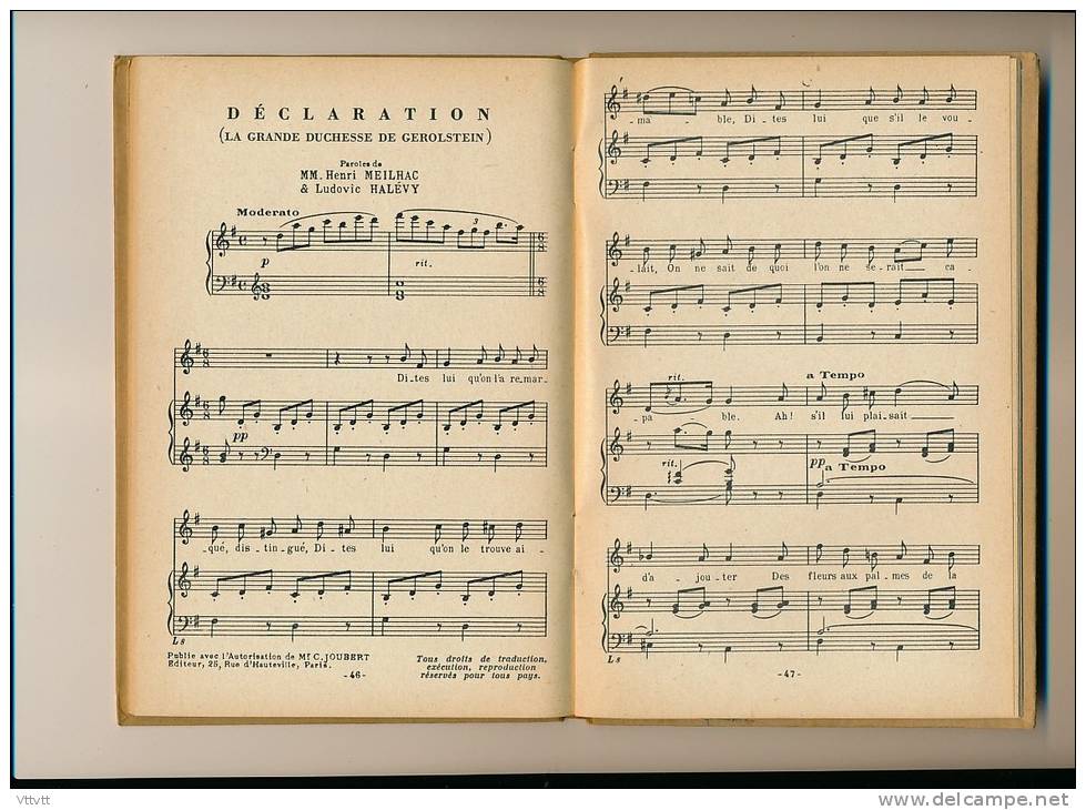 "Une Heure De Musique Avec Offenbach" (1930) Texte De Louis Schneider, Paroles Et Musiques, 60 Pages - M-O