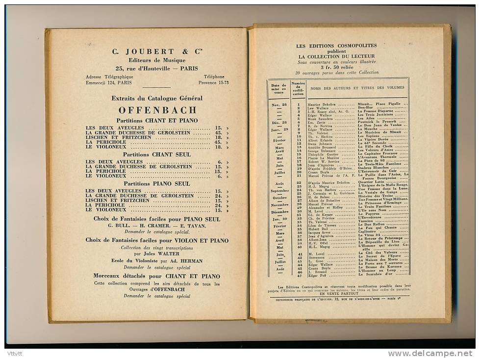 "Une Heure de Musique avec Offenbach" (1930) Texte de Louis Schneider, Paroles et Musiques, 60 pages