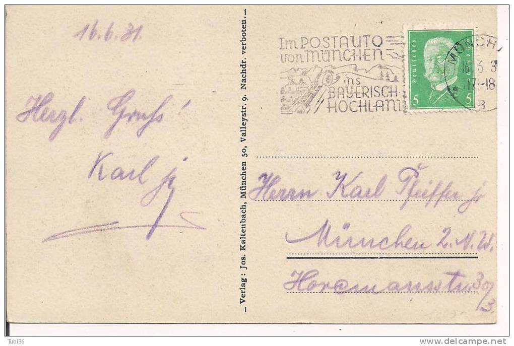 Gastwirtschaft  HUBER - UNTERBIBERG - B/N VIAGGIATA  1931 - FORMATO PICCOLO  9 X 14 - - Muenster