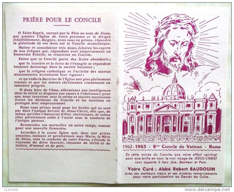 CALENDRIER 1963 2EME CONCIL DU VATICAN ROME JESUS CHRIST  CURE ABBE ROBERT BAUDOUIN DENIER DU CULTE RELIGION PELERIN - Small : 1961-70