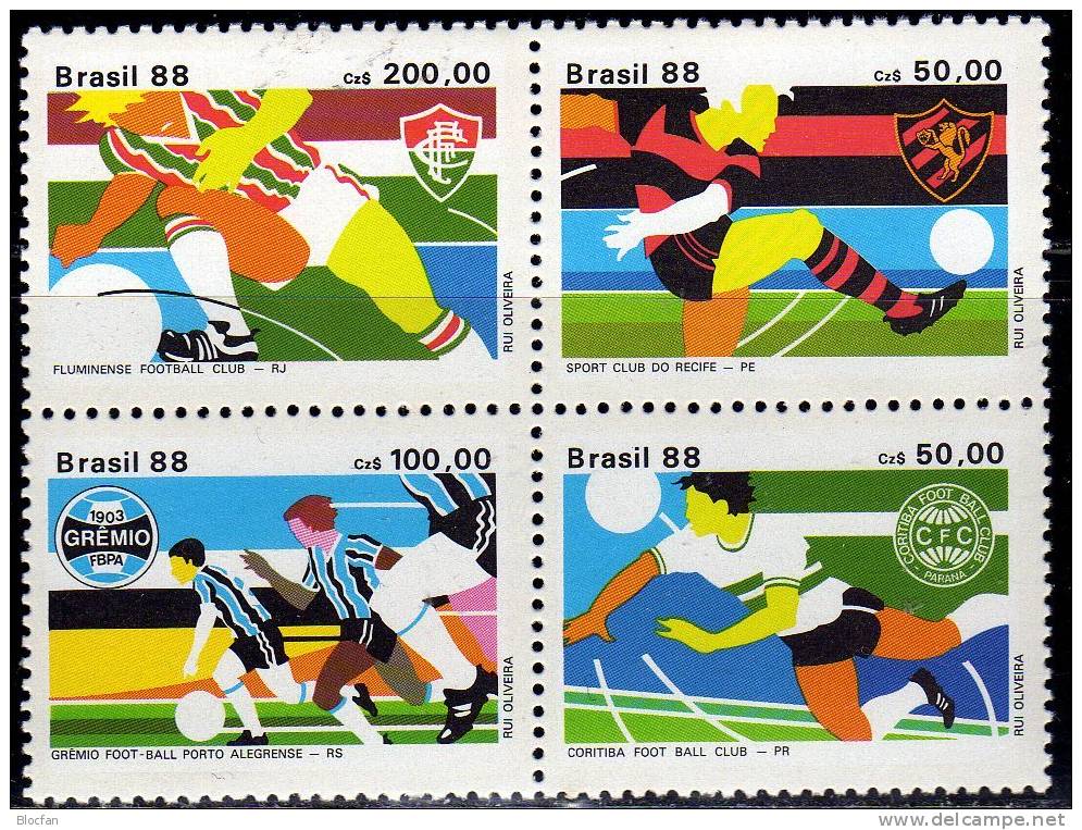 Varianten Senkrecht Fussballclub 1988 Brasilien 2264/7ER, 8xZDs Plus ER-VB ** 29€ FC Fluminense Recife GF Porto Cotitiba - Collezioni & Lotti