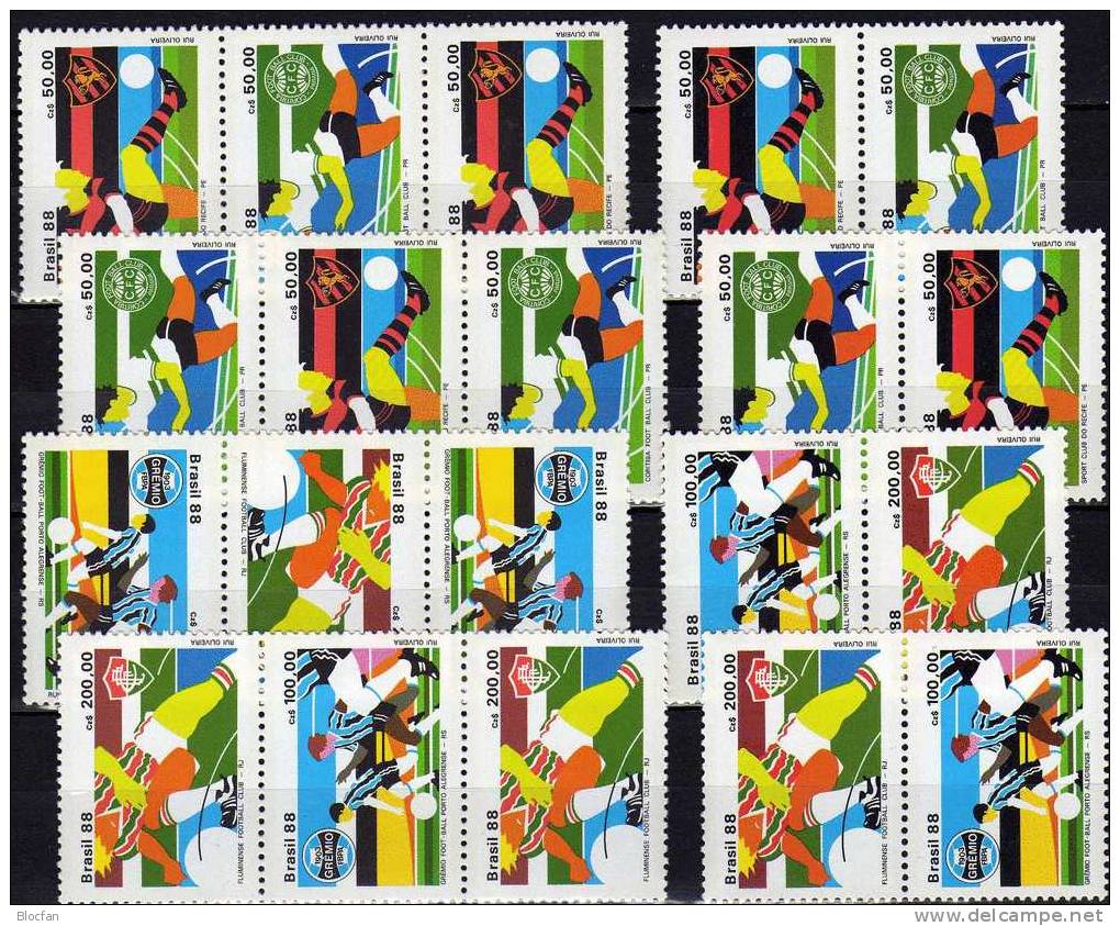 Varianten Senkrecht Fussballclub 1988 Brasilien 2264/7ER, 8xZDs Plus ER-VB ** 29€ FC Fluminense Recife GF Porto Cotitiba - Collezioni & Lotti