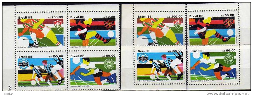 Varianten Senkrecht Fussballclub 1988 Brasilien 2264/7ER, 8xZDs Plus ER-VB ** 29€ FC Fluminense Recife GF Porto Cotitiba - Collezioni & Lotti