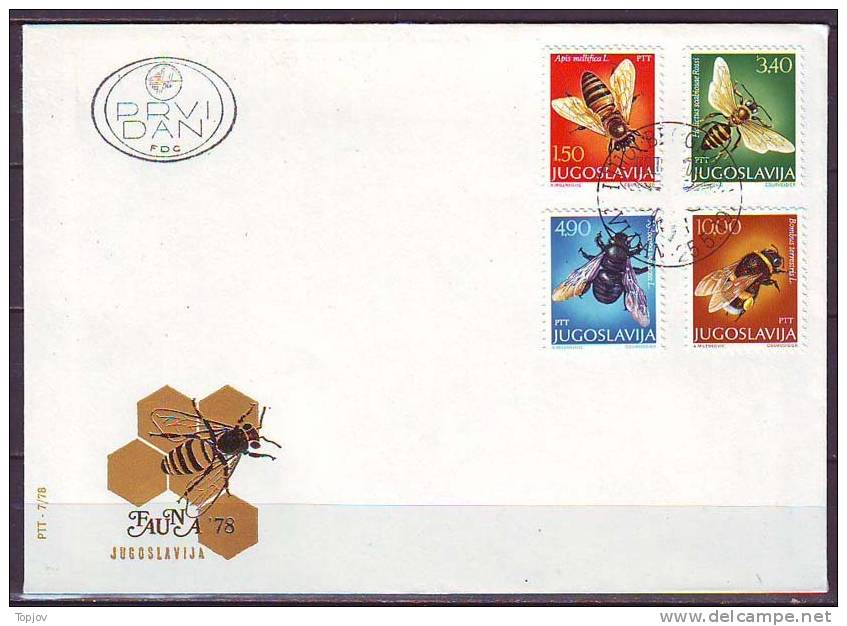 YUGOSLAVIA - JUGOSLAVIJA - BEES - FDC  - 1978 - Abeilles