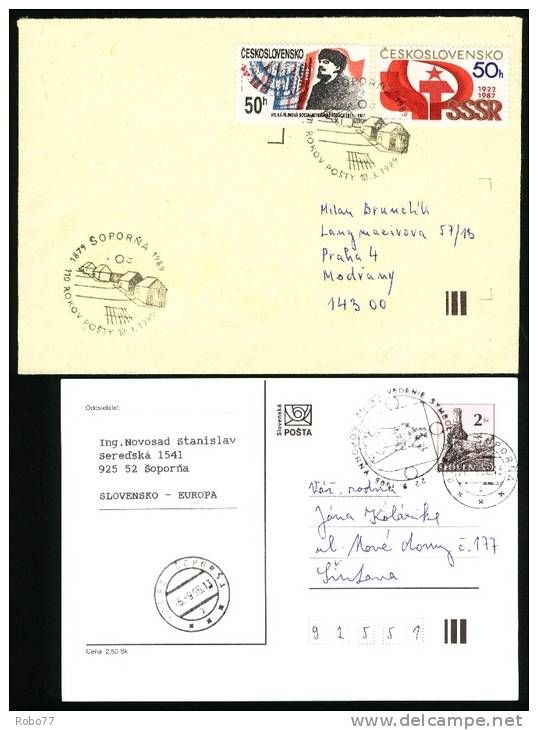 Slovakia Postal Card + Czechoslovakia Cover With Commemorative Postmarks.  (E04019) - Storia Postale