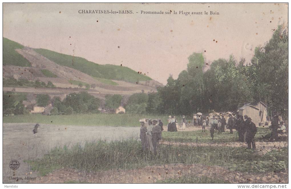 CHARAVINES LES BAINS " Promenade Sur La Plage Avant Le Bain " - Charavines