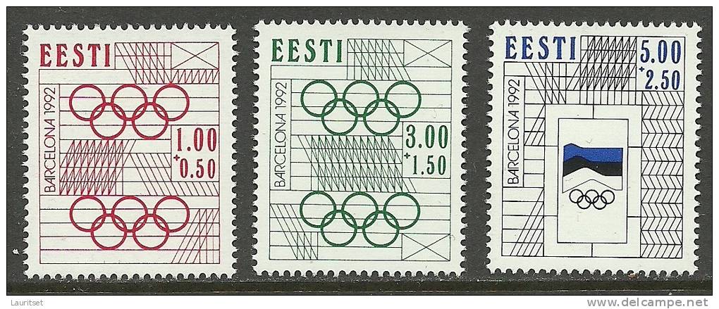 Estland Estonie Estonia 1992 Olympic Games In Barcelona Michel 180 - 182 MNH - Summer 1992: Barcelona