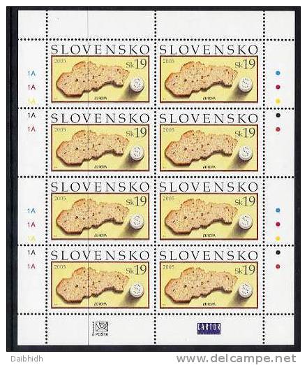 SLOVAKIA 2005 Europa: Gastronomy Sheetlet MNH / **.  Michel 512 - Blokken & Velletjes