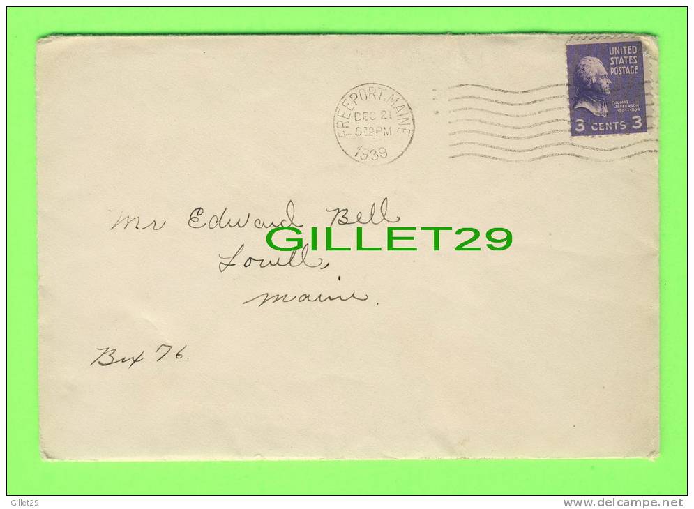 POSTAL STATIONERY - FREE PORT, MAINE DEC 21, 1939 - - 1921-40