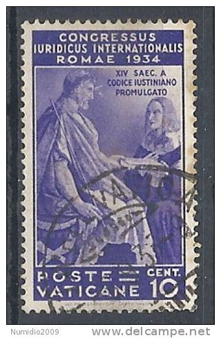 1935 VATICANO USATO CONGRESSO GIURIDICO 10 CENT - RR9672-2 - Used Stamps