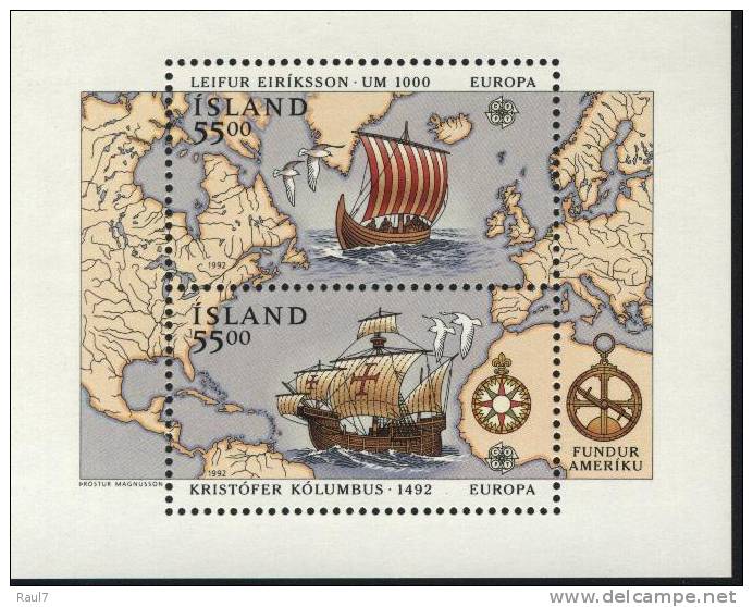 EUROPA-CEPT 1992 - Islande - BF NEUF ** (MNH) Ch. Colomb - 1992