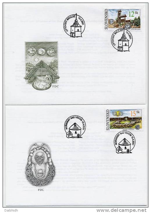 SLOVAKIA 2001 Archaeological Sites FDC (2) .  Michel 391-92 - FDC
