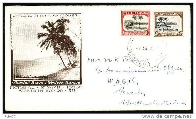 1935 Western Samoa FDc Cover Sent To Australia. Apia 7.aug.35. (H51c003) - Samoa