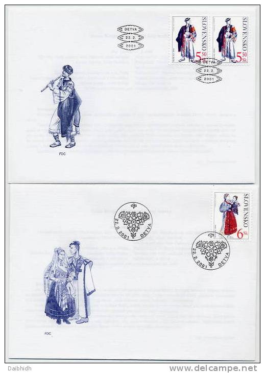 SLOVAKIA 2001 Costumes From Detva FDC (2) .  Michel 388-89 - FDC