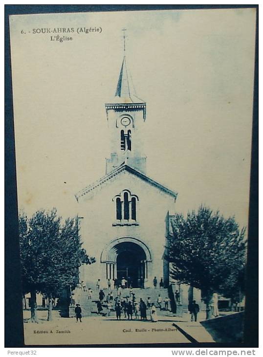 SOUK- AHRAS. L'Eglise.Cpa,voyagé,be,animée - Souk Ahras