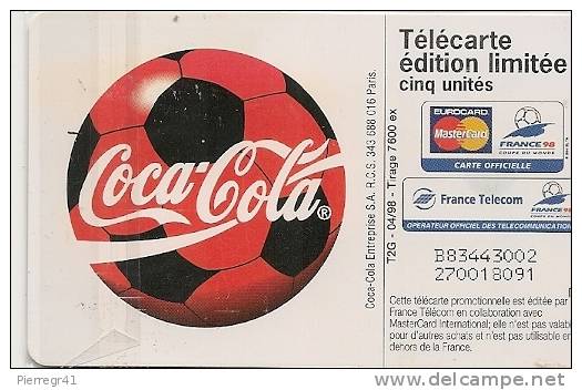 CARTE-PRIVEE-5U-GN 437-04/98-GEM2-COCA COLA FRANCE 98-TBE -LUXE - 5 Einheiten