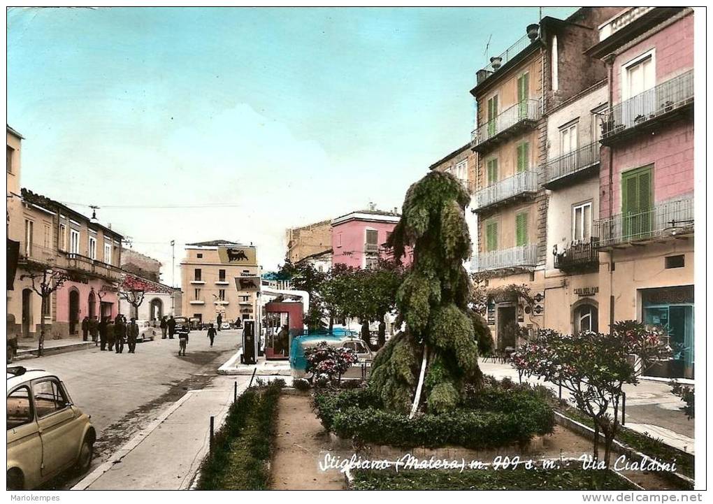 STIGLIANO ( Matera )  -  Via Cialdini  +  Distributore Benzina  AGIP - Matera