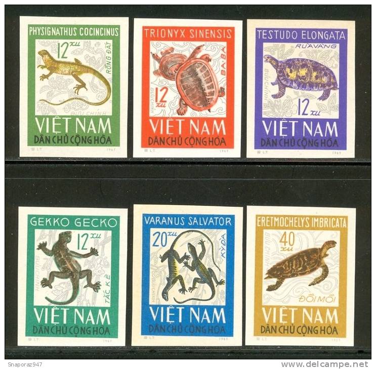 1966 Vietnam Del Nord Fauna Rettili Reptiles Set Imperforate MNH**B244 - Tortues