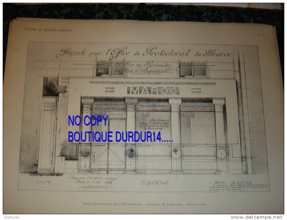 MAGASIN De Paris - 1er Arrondissement - OFFICE DU PROTECTORAT DU MAROC - Rue D´Argenteuil -  (2 PLANCHES ) - Autres Plans