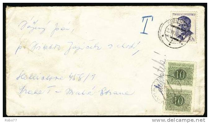 1958 Czechoslovakia Cover With Postage Due Stamps. Melnik 22.XII.58. (B05002) - Timbres-taxe