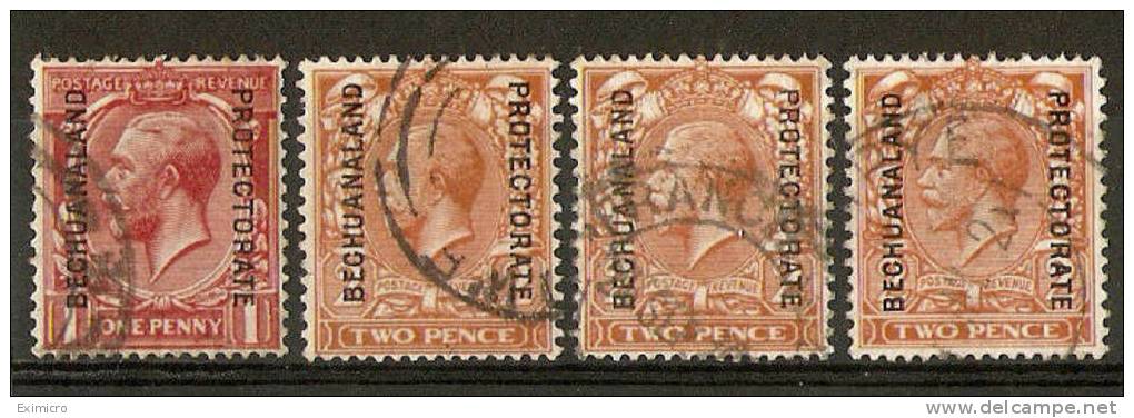 BECHUANALAND 1913-24 WATERMARK SIMPLE CYPHER 1d, 2d X 3 SG 74, 76, 76a, 77 FINE USED Cat £9.75 - 1885-1964 Bechuanaland Protectorate