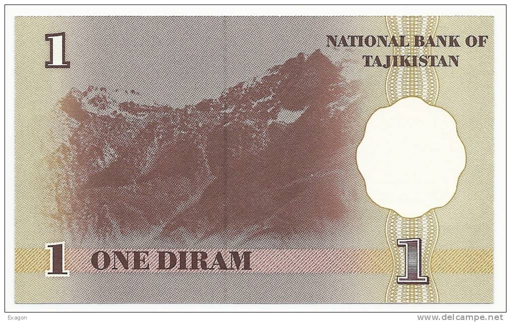 Banconota  1 DIRAM - TAJIKISTAN -  Anno 1999. - Tayikistán