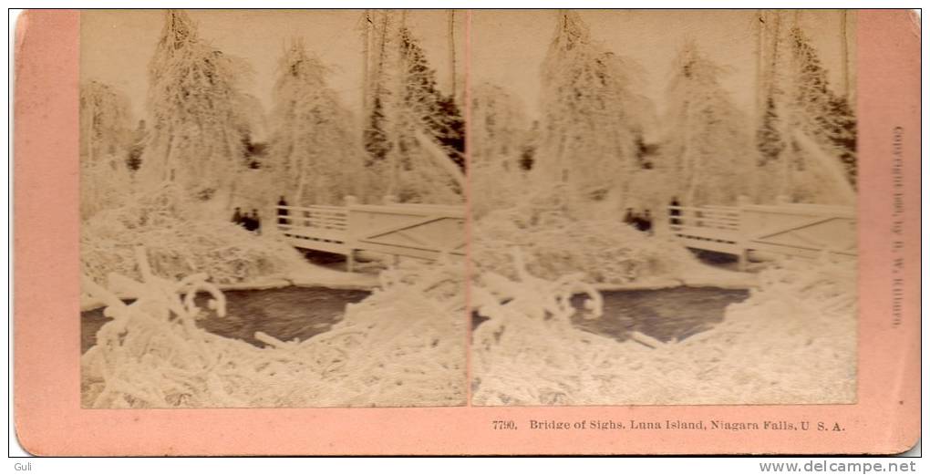 Photos Stéréoscopiques- PHOTO -Bridge Of Sighs Luna Island Niagara Falls -U-S-A-année 1893 By B,W, Kilburn - Stereoscopio