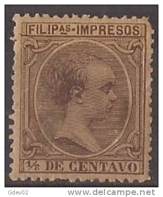 FLPN108-LA307.Philipines  Alfonso  Xlll.FILIPINAS ESPAÑOL.Alfonso Xlll.1894.(Ed  108*) Con  Charnela.MUY BONITO - Philippines