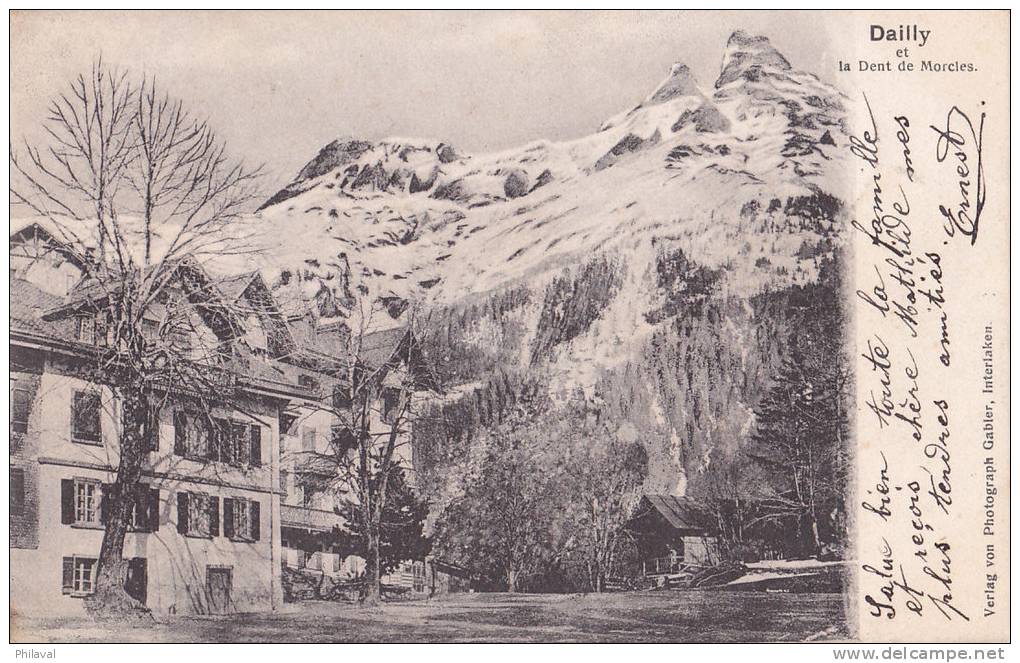 DAILLY - Belle Carte Avec Cachet Militaire Des Fortifications, De Morcles, Vevey Et Corsier Les Monts Le 7.IX.1905 - Corsier-sur-Vevey