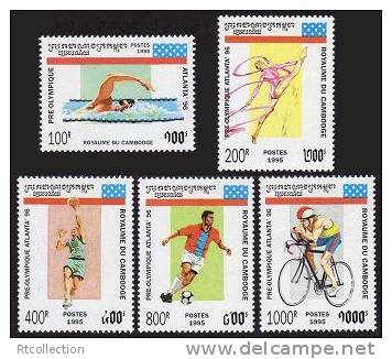 Cambodia 1995 Olympic Games Atlanta 1996 Sports Swimming Gymnastics Basketball Soccer Cycling Running Stamps MNH - Summer 1996: Atlanta