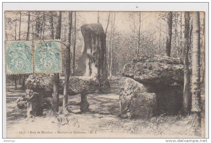 CPA  DOLMENS ET MENHIRS AU BOIS DE MEUDON - Dolmen & Menhirs