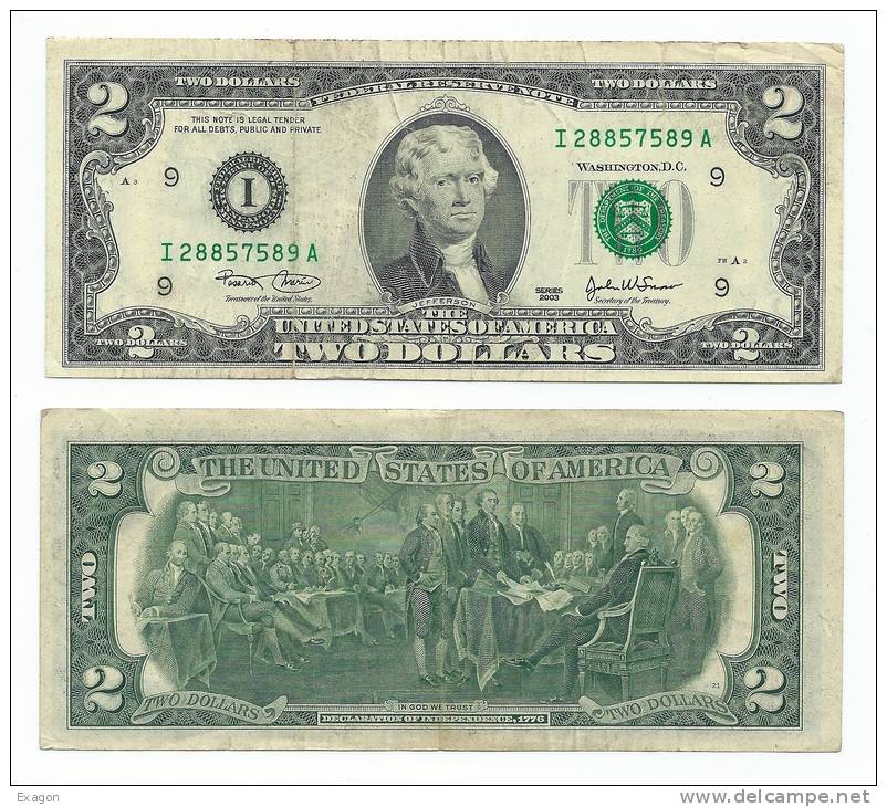 Banconota  Da  2 DOLLARI - The  United  States  Of  America  - Anno  Emissione  2003  -  Serie  I   9 - Bilglietti Della Riserva Federale (1928-...)