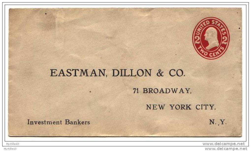 Entier Postal Repiqué USA - Eastman, Dillon - Investment Bankers - 1941-60