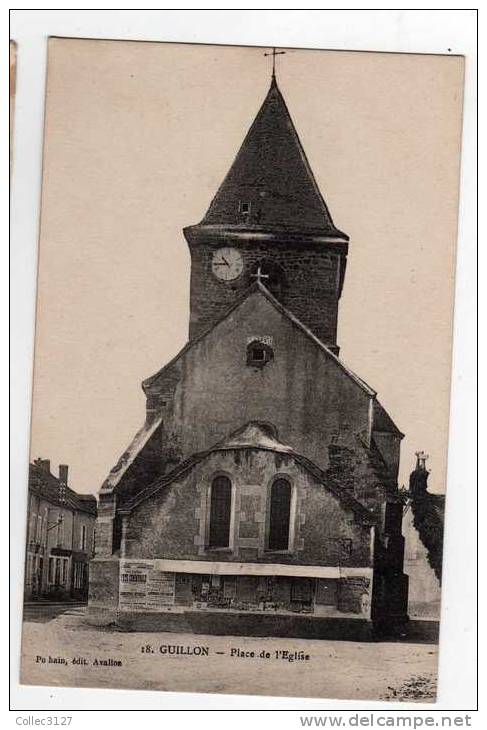 Guillon Place De L'Eglise Photo Hain Edition Avallon 1918 Envoyée En FM - Guillon