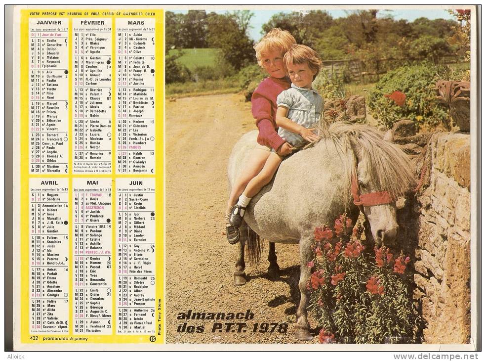 Almanach Oller Des P.T.T. 1978  De L'Yonne - Grand Format : 1971-80