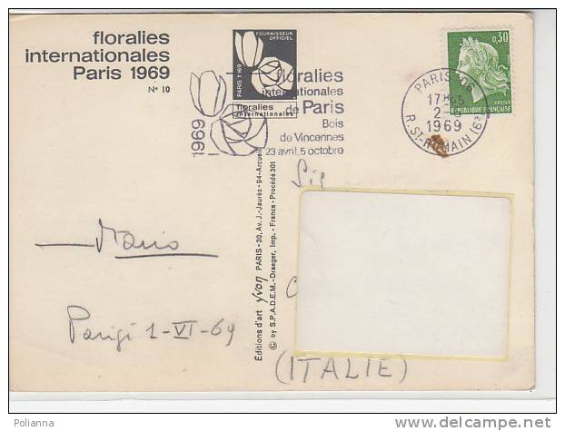 PO1770B# FRANCIA - FIERA FLOREALE INTERNAZIONALE DI PARIGI 1969 - FIORI  VG 1969 - Fiere