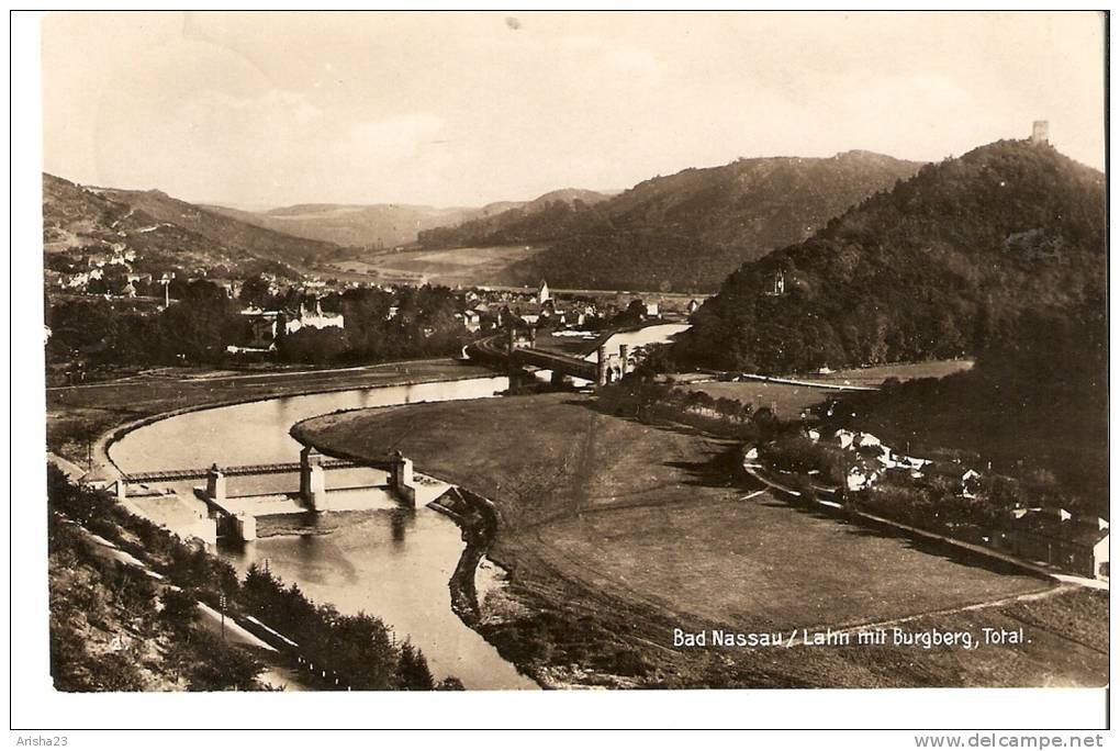 440. Germany, Bad Nassau / Lahn Mit Burgberg , Total. Trinks-postkarte - Real Echte Photo Postcard - P. Nassau Post 1931 - Nassau