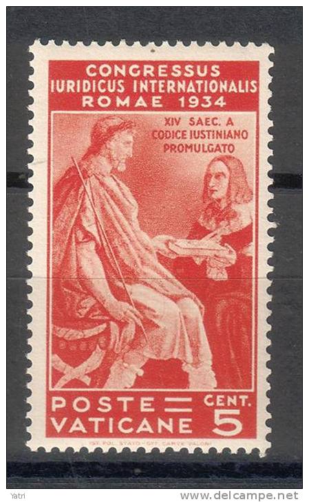 Vaticano - 1936 - Congresso Giuridico - 5 C. ** - Ungebraucht