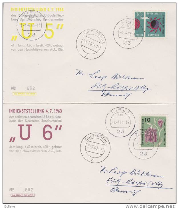 Sous Marins - Berlin - République Fédérale - 4 Lettres De 1963  - U5 à U 8 - Sous-marins