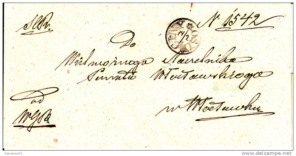 Poland Prephilatelic Cover OSIECINY In Black To WLOCLAWEK 1866 - ...-1860 Prefilatelia