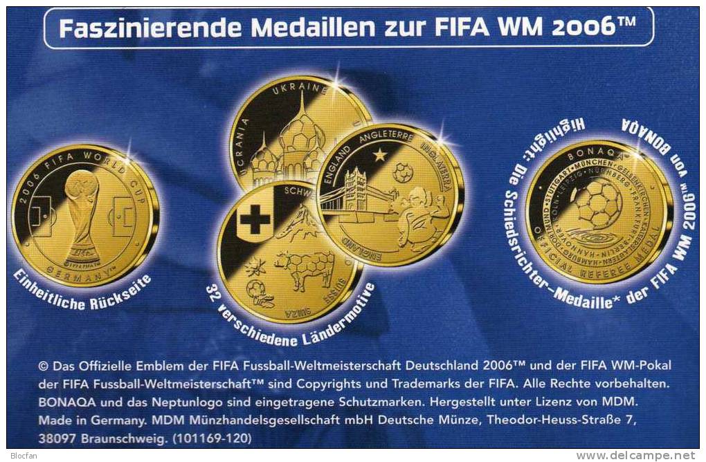 Team Schweden In Gruppe B Fussball-WM 2006 Medaille Prägefrisch BRD ** 12€ Für Folder Mit Fußball Und Elch - Professionnels/De Société