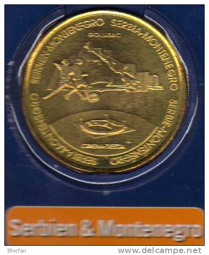 Team Serbien Montenegro In Gruppe C Fussball-WM 2006 Medaille Prägefrisch BRD ** 12€ Für Folder Mit Fußball Und Burgen - Professionnels/De Société