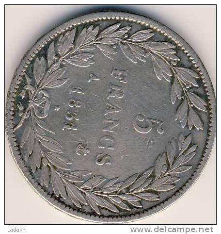 ECU LOUIS PHILIPPE I  # 5 FR #    Tête Nue  1831 - 5 Francs