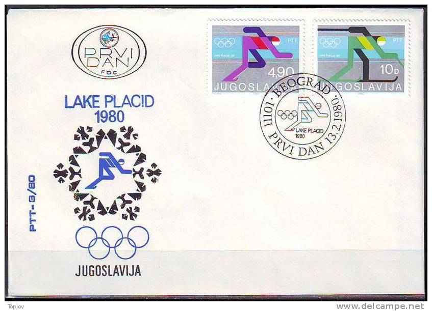 YUGOSLAVIA - JUGOSLAVIJA  - FDC -  RACING SKATES - NORDIC SKIING  - 1980 - Invierno 1980: Lake Placid