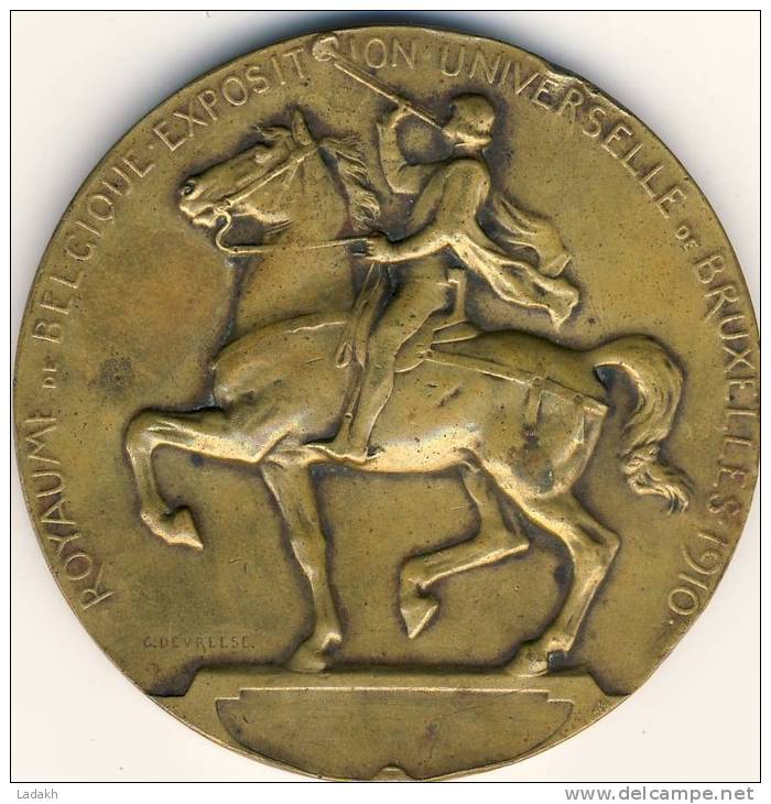 MEDAILLE BRONZE  BELGIQUE # EXPOSITION UNIVERSELLE BRUXELLES # BRONZE # 1910 # Graveur : DEVREESE - Autres & Non Classés